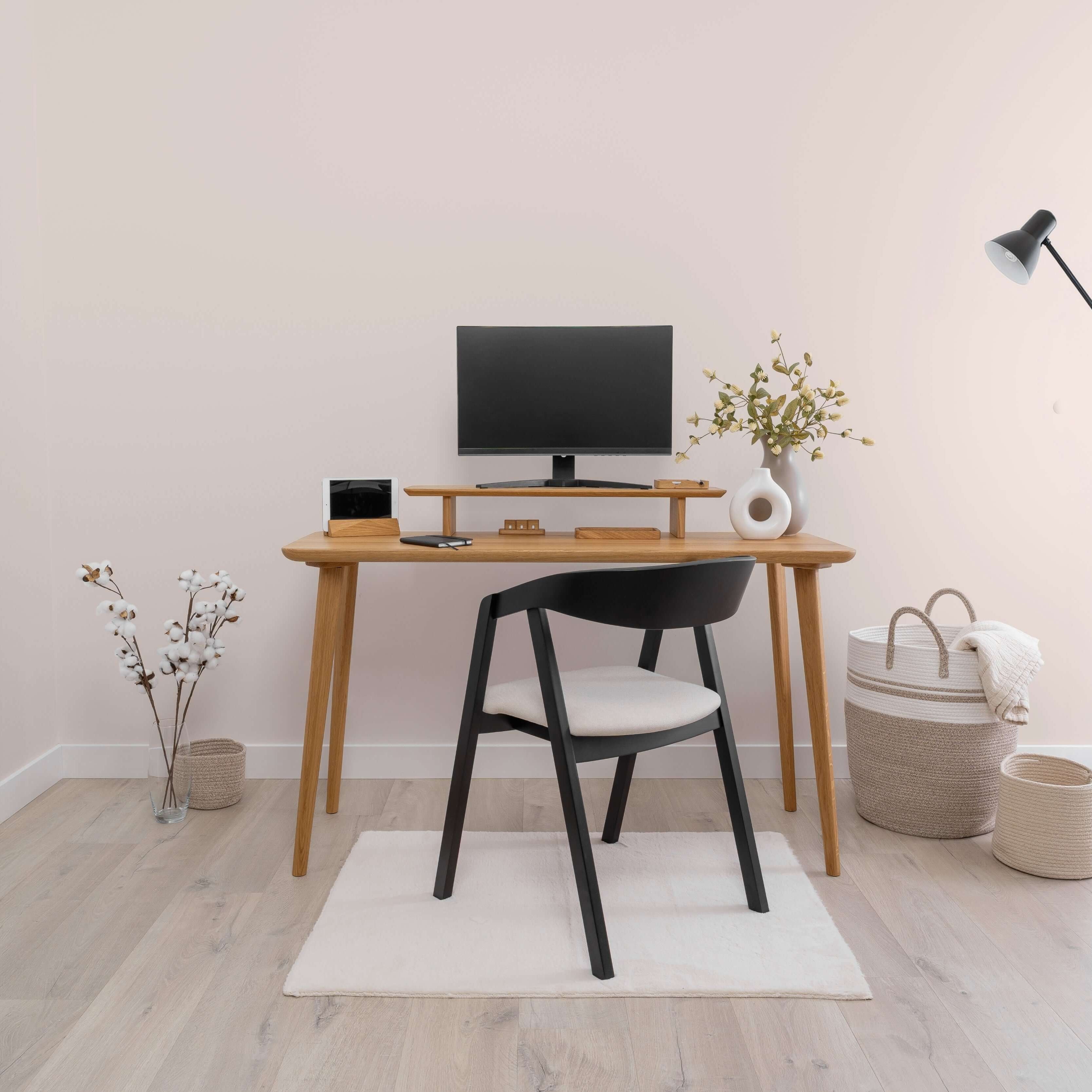 Desk ORIGIN in a modern workspace featuring solid wood construction and minimalist decor.
