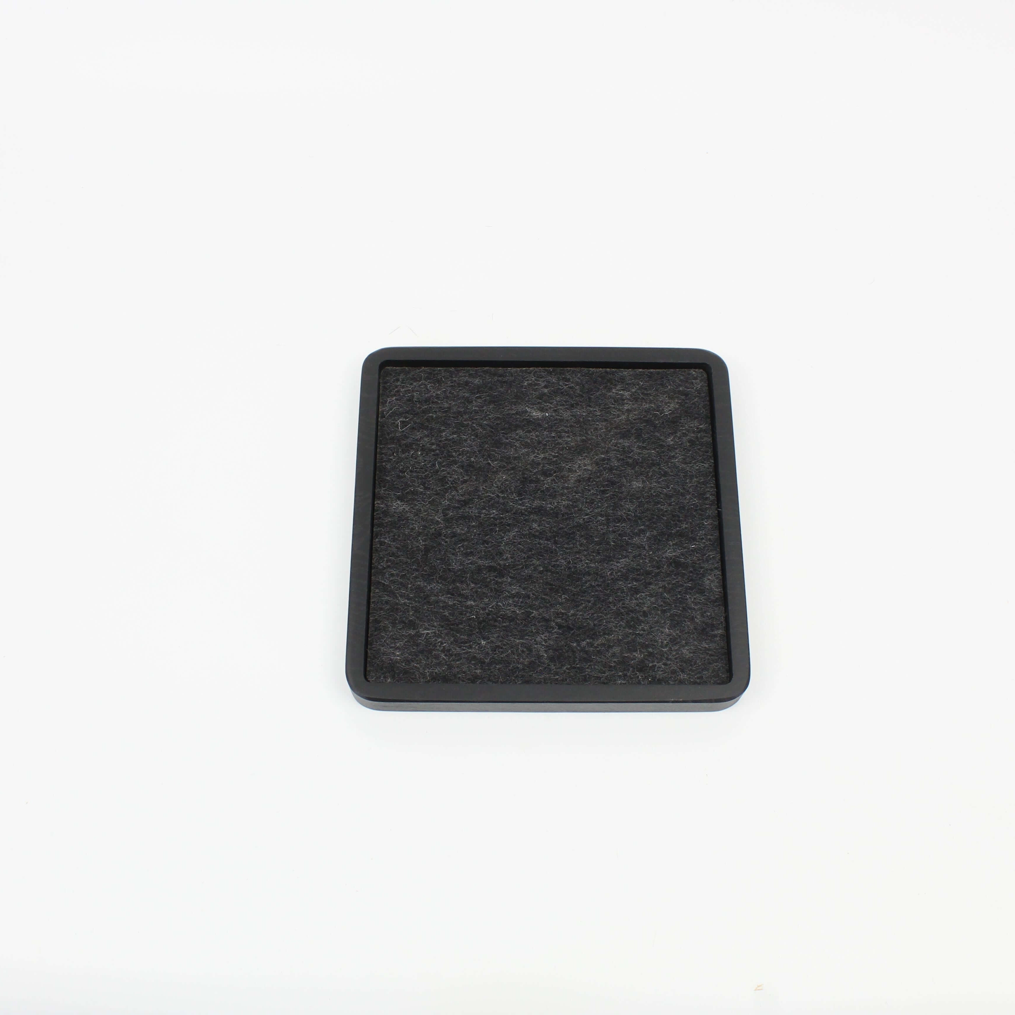 Black oak square catch all tray, perfect for organizing desk essentials and enhancing workspace aesthetics.