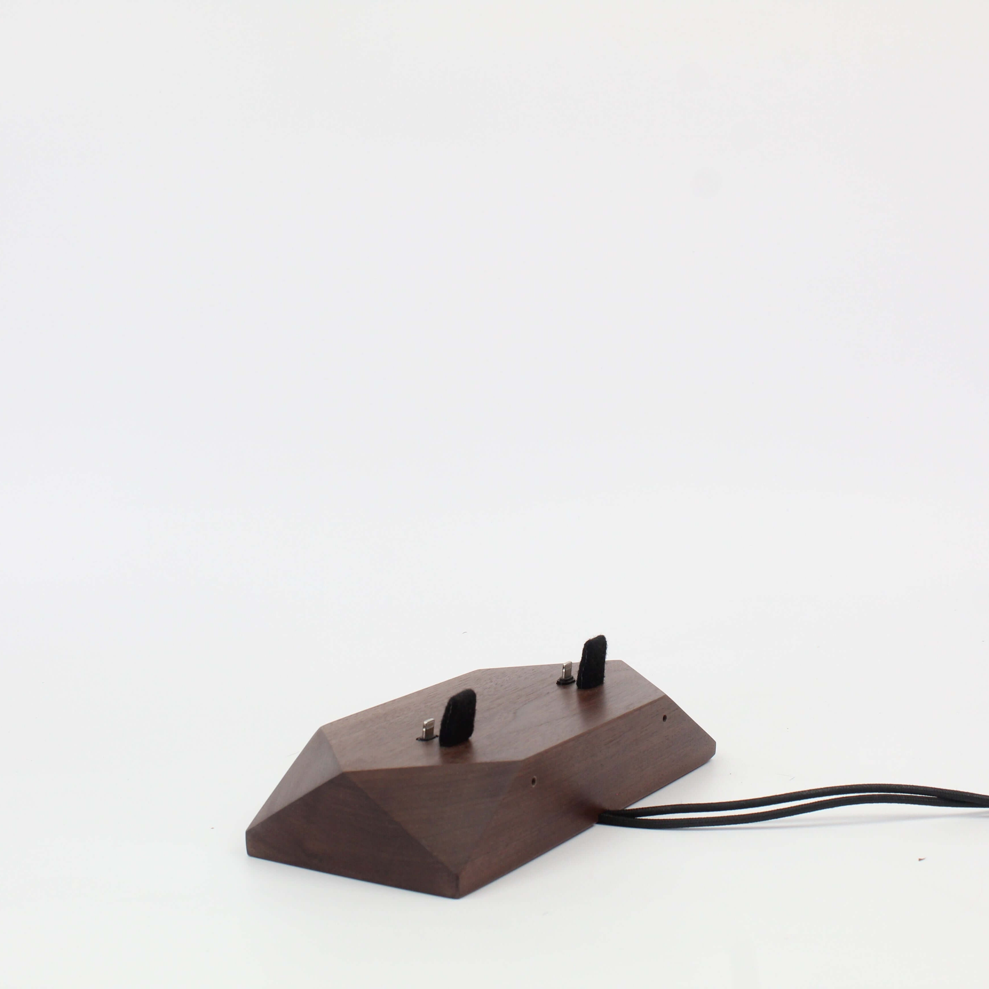 Dual Phone Dock in walnut finish, featuring two device charging ports for a clutter-free workspace.