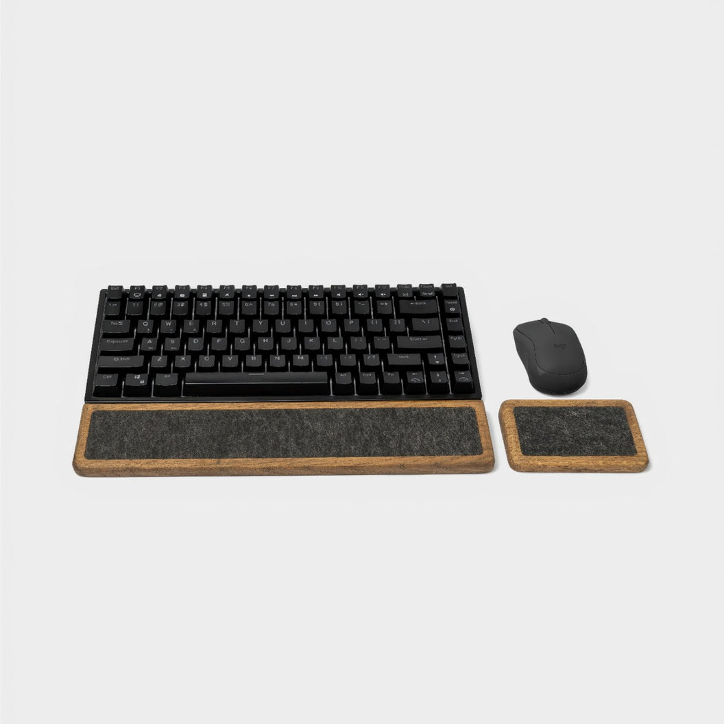Keyboard Wrist Rest (Set) - Brown Oak with keyboard and mouse for ergonomic comfort