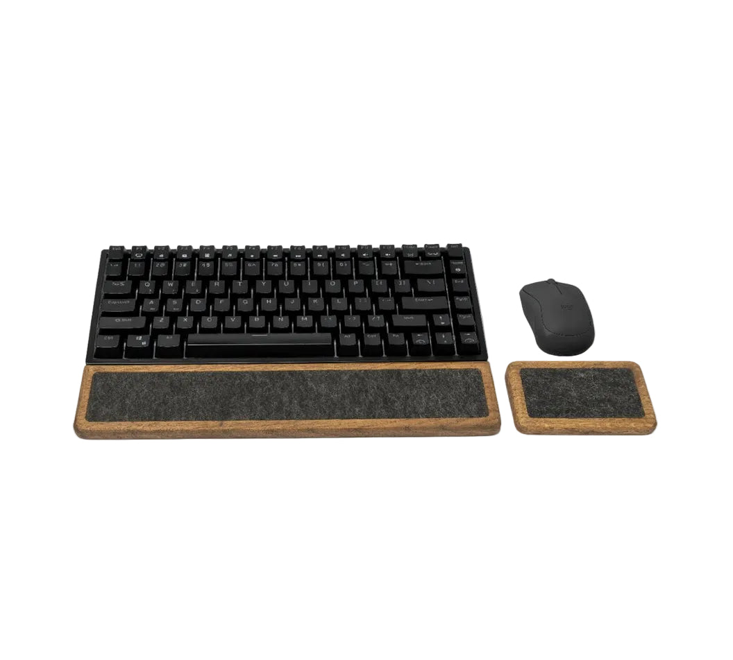 Keyboard Wrist Rest (Set) - Brown Oak with keyboard and mouse for ergonomic comfort