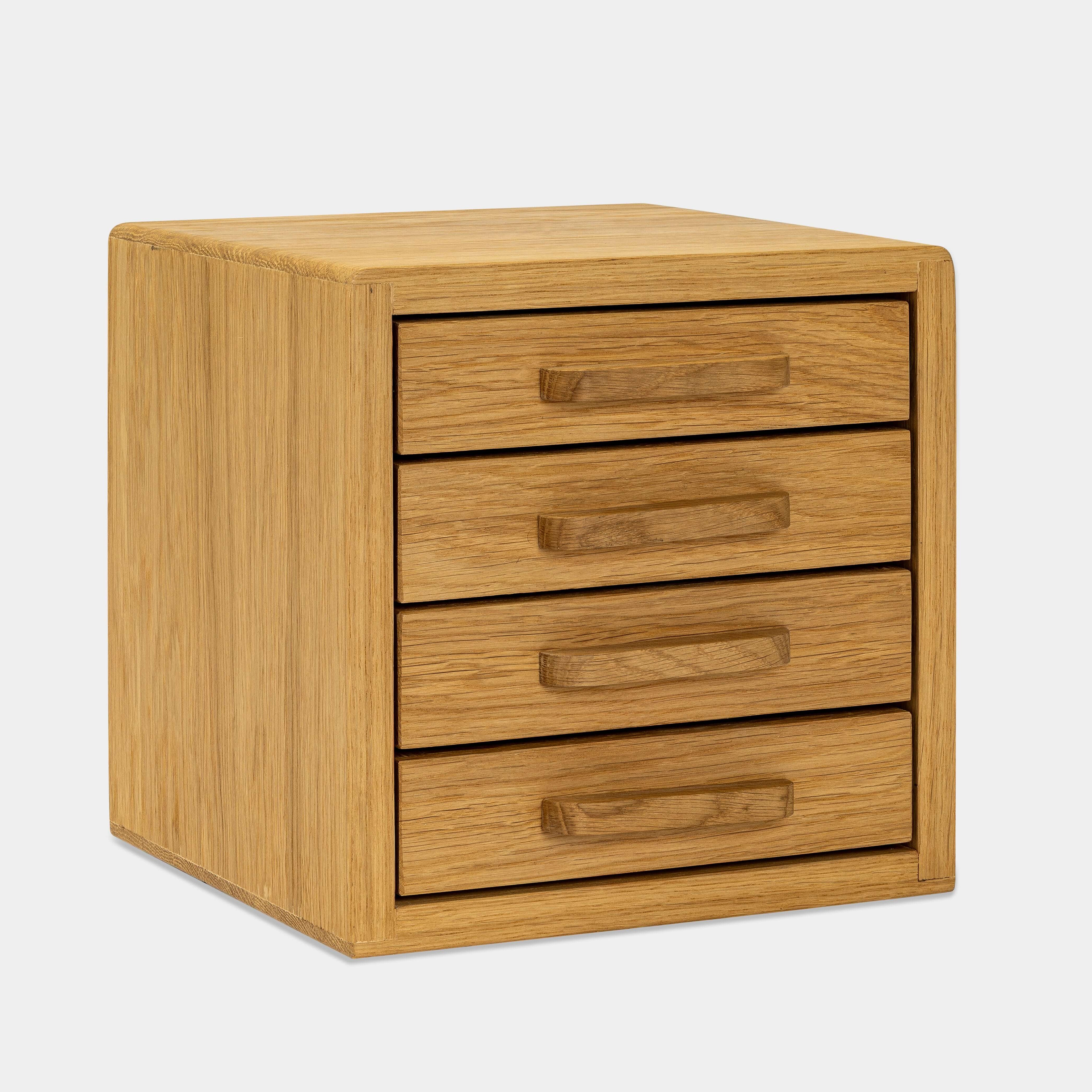 Drawer Storage Organizer - Oak with four drawers for organizing small accessories in a stylish wooden design.