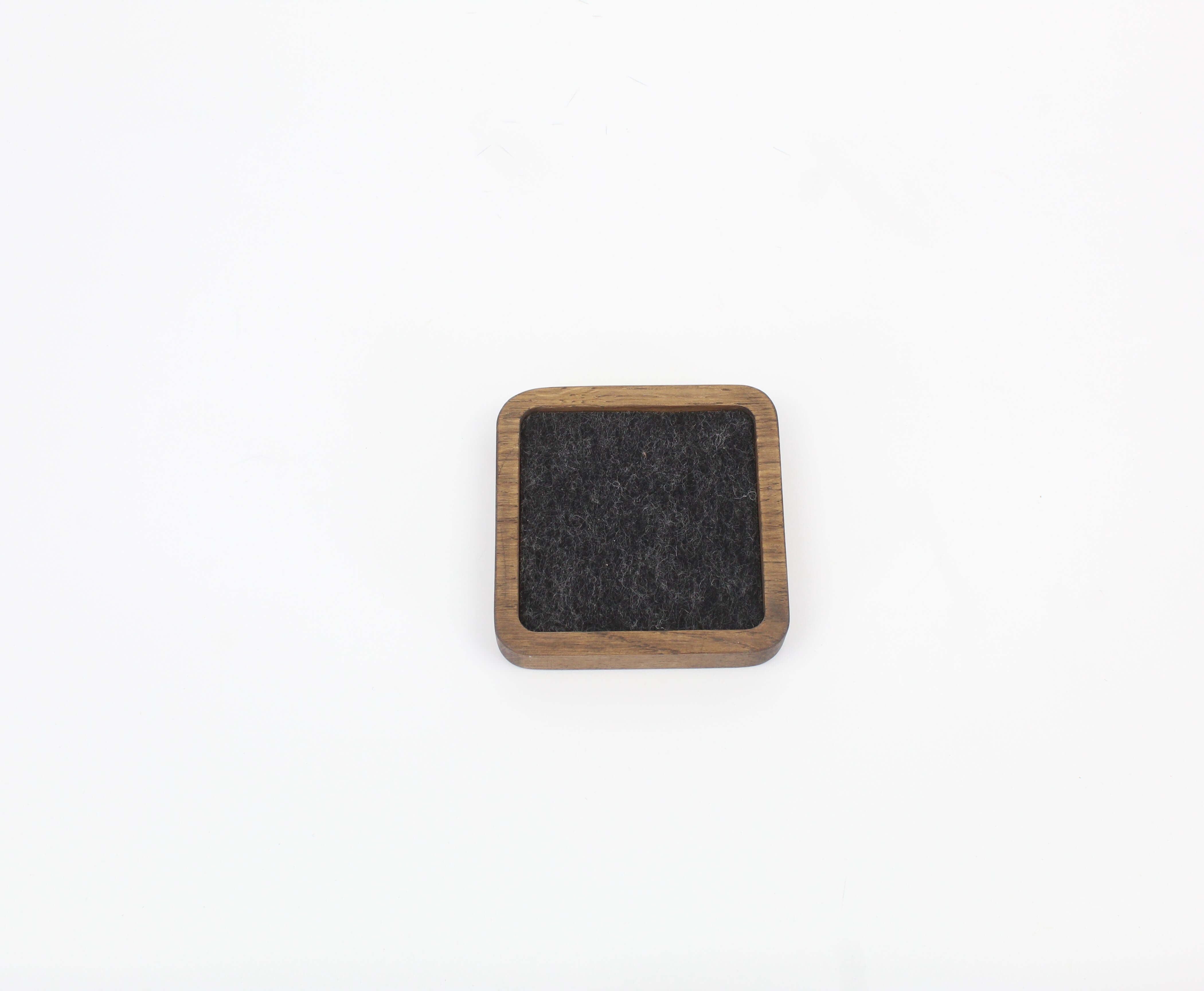 Small brown oak desk tray with a soft felt bottom for organizing accessories and essentials.