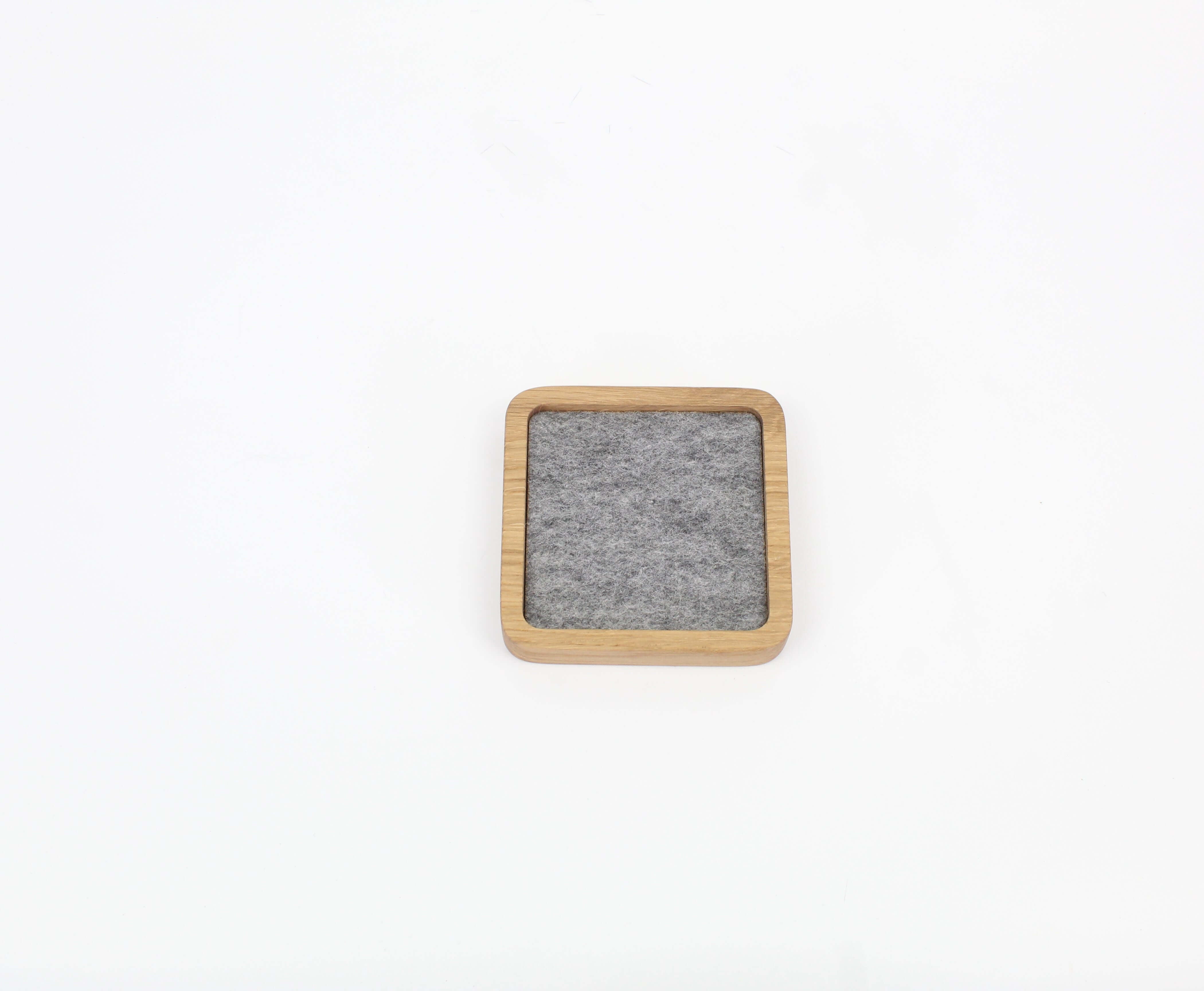 Small oak desk tray with felt lining for organizing accessories, ideal as an EDC and valet tray.