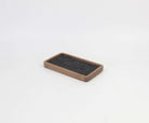 Catch All Tray in Walnut with felt bottom, ideal desk tray for organizing phones, wallets, and accessories.