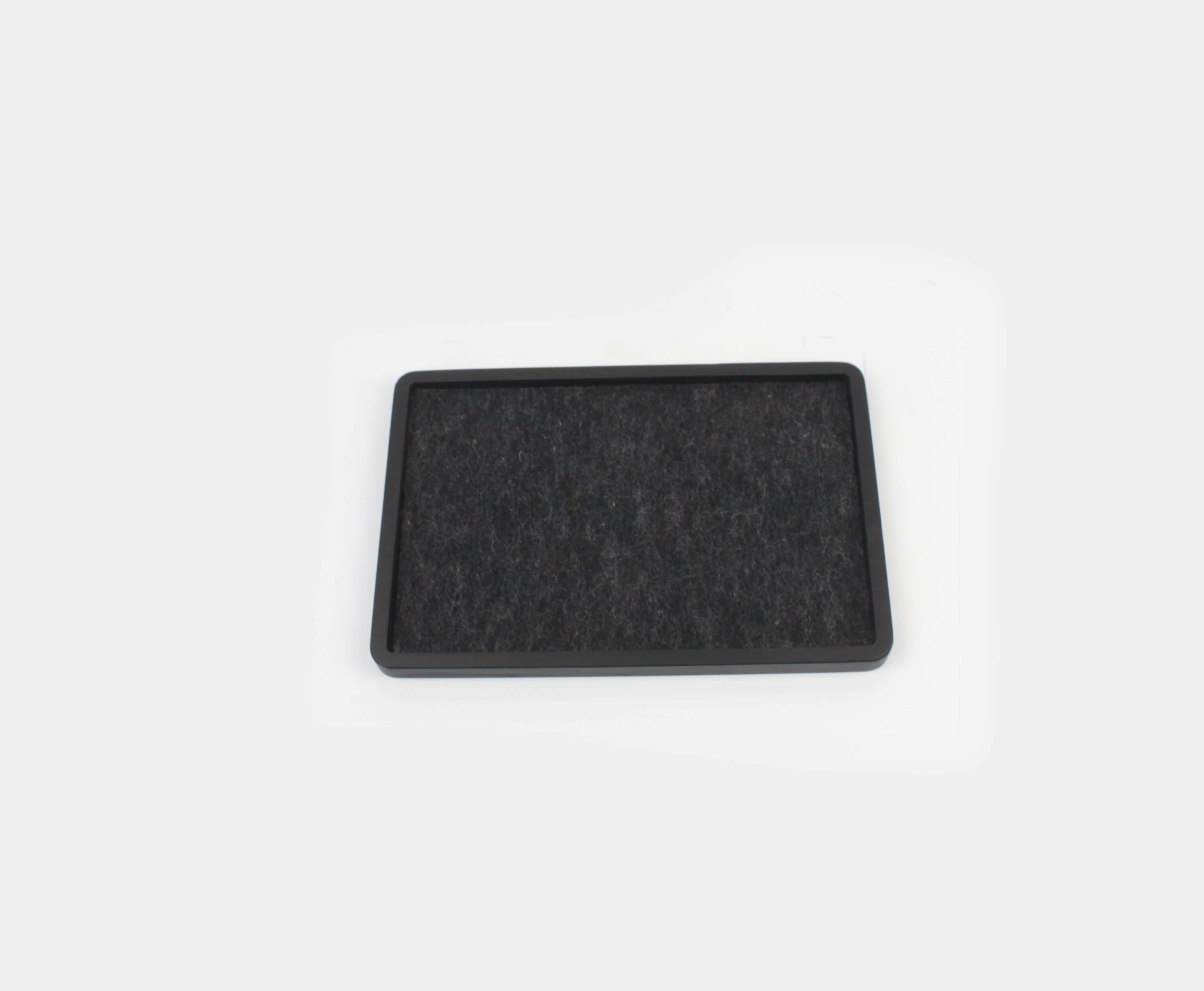 Large black oak Catch All Tray for organizing items like phones and tablets on desks or nightstands.