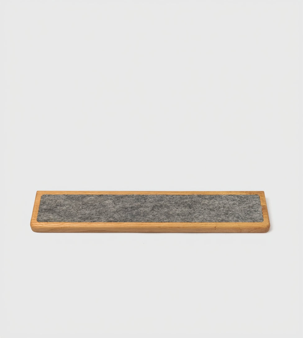 Keyboard Wrist Rest - Oak with smooth surface and felt top for ergonomic typing support